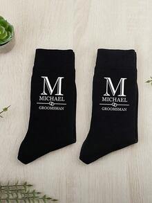 Personalized Groomsmen Socks, Personalized Custom Black Socks Customized Crew Socks,Custom Face Socks, Couple Socks, Custom Wedding Party Gift, Formal Monogram Socks, Wedding Socks - A Luxurious Personalized Dress Sock Set, Groom To Be Wedding Day ,Engagement Decoration Bachelor Party Bach Weekend Groomsman Best Man Proposal Gift Father's Day Husband Dad Present, Unisex