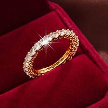 1 szt. Minimalistyczna cienka obrączka ślubna z błyszczącą cyrkonią sześcienną dla kobiet