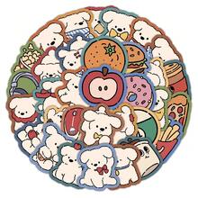 Y2K可愛小狗與食物貼紙組－可愛狗狗與零食藝術貼紙，適用於日記本、筆電與房間裝飾－可愛狗狗貼紙，適合筆電、水壺與日常裝飾文具用品 - 彩色 - 查看 10