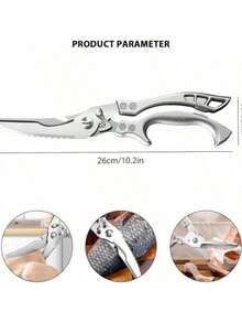 Reach Heavy Duty Poultry Shears With Serrated Edge - Kitchen Scissors For Chicken, Bone, Meat, Turkey, Fish - No Rust, Spring Loaded, Stainless Steel - 銀色 - 查看 6