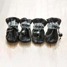 4Pcs/Set Waterproof Pet Dog Shoes Anti-Slip Rain Boots Footwear For Small Cats Dogs Puppy Dog Pet Booties Pet Paw Accessories - Black - View 12