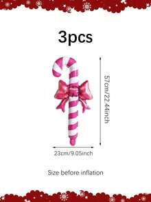 3/6pcs Christmas Candy Cane Foil Balloons, Bow Candy Cane Design, Suitable For Christmas Party Decorations, Candy Party, Indoor Decorations And Celebrations, New Year, New Year's Eve Events, Staircase Decorations, New Year Party Home Decor, Holiday Party Decorations - Multicolor - View 10