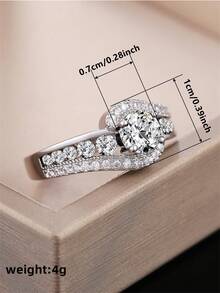 1 chiếc nhẫn mặt dây chuyền đính đá Cubic Zirconia, thích hợp cho nữ, có thể dùng làm quà cưới hoặc quà Valentine. - Bạc - Xem 9