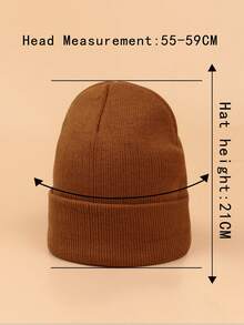 1 件字母刺绣无檐便帽，休闲简约百搭女士便帽 - 鏽棕色 - 查看 4