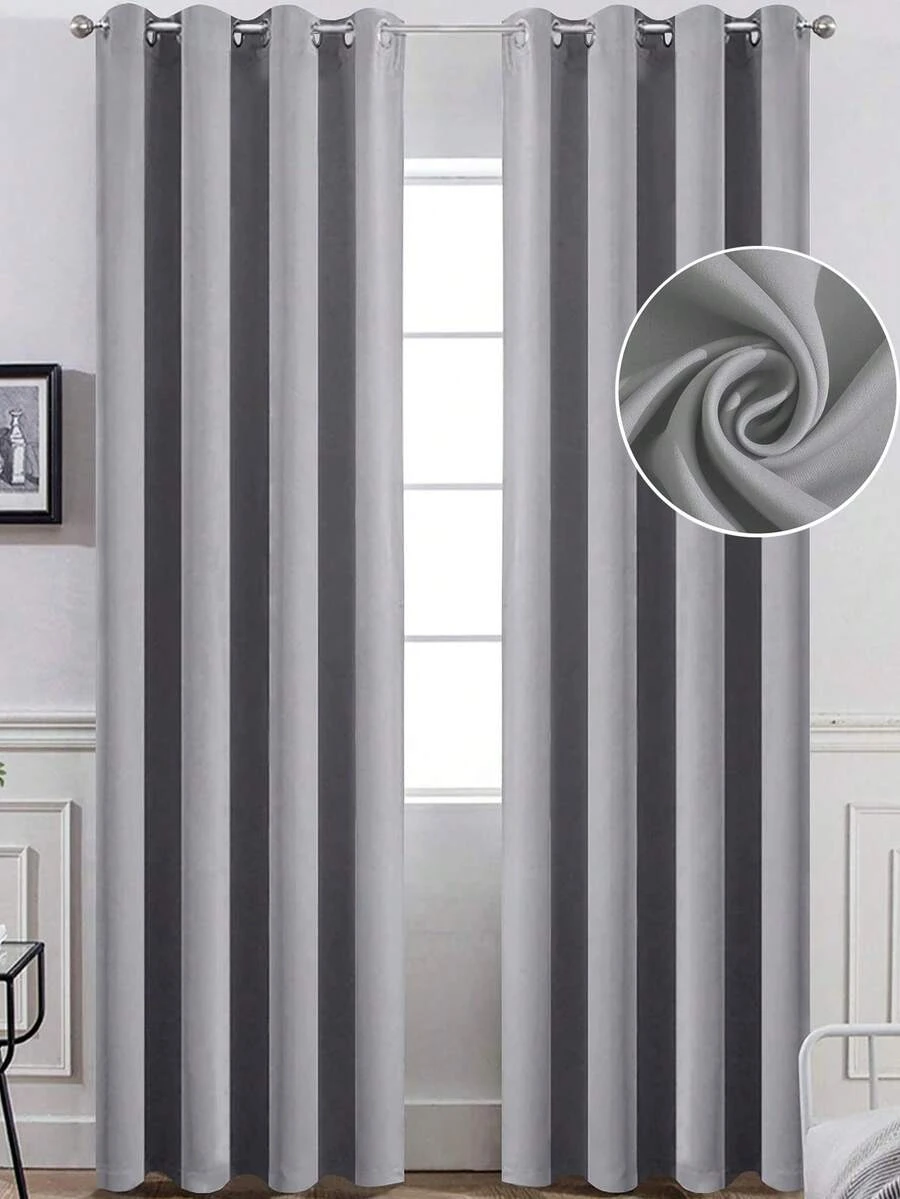 1pc Soft & Skin-Friendly Multi-Functional Blackout Curtain, Elegant Minimalist Solid Retro Gray Color For Living Room & Bedroom, UV Protection - Light Grey - View 1