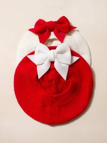 1PC/2PCS Baby Beret Hat,Christmas Hat,Bow Hat,Christmas Dress Up, Boys And Girls Universal,For Newborn Baby 1-3 Years Old,Christmas Gift - Multicolor - View 15