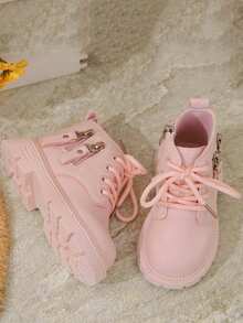 زوج من الأحذية القصيرة للبنات، بوت أطفال مسطحة جديدة للخريف/الشتاء، بوت كاحل متوسطة للأطفال، بوت أميرة للبنات، بوت قاع ناعمة للرضع، أنيقة ومتعددة الاستخدامات