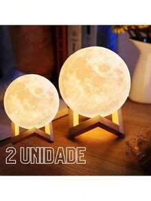 Abajur Lua 3D LED 10cm – Luminária Decorativa, Luz Noturna Aconchegante e Presente Incrível - Multicolorido - Visão 5