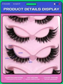 Cat Eye Eyeliner, False Eyelashes; Fox Eye False Eyelashes; Faux Mink False Eyelashes; Natural Makeup Effect False Eyelashes; Eyelash Growth; Exquisite High-End Makeup; Salon Use. - Black - View 7
