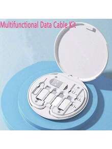 طقم كابل بيانات متعدد الوظائف مع صندوق تخزين الشحن، شحن سريع 60 واط، يمكن استخدامه كحامل لموديل الهاتف المحمول، طقم كابل شحن محمول بسيط، محول USB Lightning، طقم محول، ضروريات غرفة السكن الجامعي - متعدد الألوان - مشاهدة 20