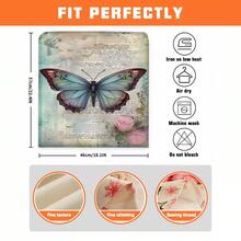 2/4/6 piezas Fundas de silla con estampado de mariposa de lino, adecuadas para decoración del hogar, sala de estar, comedor, jardín, hotel, fiesta, material de poliéster lavable