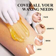 Sugar Wax Hair Removal Set (Five Hair Removal Papers + Three Sticks), No Required, Gentle And Painless Hair Removal, Suitable For All Body, Containing Honey, Maltose, Mild Formula, Alcohol-Free, Non-Irritating To The Light Beige