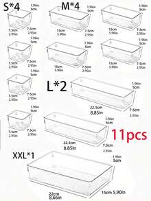 1/5/7件可堆叠抽屉式化妆品收纳盒，透明PET材质，优雅的化妆品收纳盒，适用于护肤品、厨房用品、学生用品、办公用品、返校用品、圣诞家居装饰、装饰、圣诞节、餐桌装饰、木制托盘、老式钱币风格、花瓶、盘子、木制托盘、盘子、咖啡桌、装饰托盘、餐桌装饰、家居饰品、黑色饰品、沙发扶手托盘、波西米亚风、假日海滩、浴室收纳、卧室收纳、大容量 - 彩色 - 查看 22
