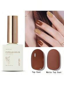 1 Bottle 15ml Red-Brown Gel Nail Polish, Removable Glitter Gel Nail Polish, Suitable For All Seasons - DIY Home Manicure Salon - 鏽棕色 - 查看 7