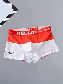 3-Pack Men's Breathable Cotton Boxer Briefs - Comfortable Fit, Color-Block Design With Letter Print, Personalized Gift For Men, Big & Tall Men's Boxers, White Men's Boxer Briefs, Loungewear, Casual Wear, Modern Silhouette, Lightweight Underwear, Stretchy Fabric, Multi-Pack Underwear, Casual Clothing