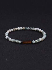 Vintage Beaded Bracelets For Men 4mm MIni Natural Stone With Agate & Tiger Eye Cylinder Men's Bracelets Prayer Beads Meditation Jewelry Gifts - Multicolor - View 14