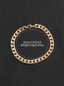 2pcs/Set Men's Steel Band Three-Eye Numeric Scale Large Dial Quartz Wrist Watch + Bracelet, No Watch Box Included - Gold - View 5