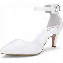 Women's IN3 D'Orsay Pumps Low Kitten Heels For Women Dress Shoes Pointed Closed Toe Wedding Bride Ankle Strap Dressy Silver Black Nude White Gold Heels For Women-2025 - 白浦 - 查看 1