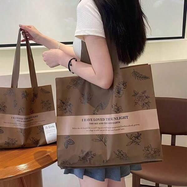 15 Pcs Thickened Plastic Gift Tote Bag,Clothing Packaging Bag,Small Flower Pattern Large Capacity Packaging Bag,Mother's Day Party Gift Bags, , Festival, Wedding, Shopping Bag,Birthday Gift Bag, Party Favor Bags