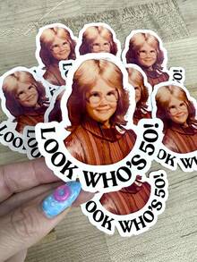 100张定制人脸贴纸，多种尺寸可选，趣味生日装饰，单身派对，桌面装饰，生日派对用品，适用于30岁、40岁、50岁、60岁生日蛋糕装饰 - 款式3 - 查看 6