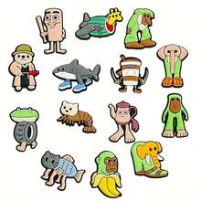 14 Peças de Decorações Pendentes de Silicone com Estampa Luminosa de Desenho Animado de Rua, Pendente de Mocassim, Acessórios de Sapato de Jardim, Clipes de Sapato de Gelatina Macia como Presentes de Festa, Adequado como Presentes para Amantes de Cinema ou Entusiastas de Mocassins.