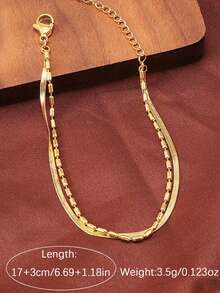 1 buah Gelang Rantai Dua Lapis Perak Sterling 925, Desain Unisex Cocok Untuk Pria Dan Wanita, Aksesori Pemakaian Sehari-hari - Yellow Gold - View 4
