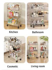 1pc Multi-Layer Storage Rack-Acrylic Removable Floor-Standing Cart Snack Storage Shelf For Kitchen/Bathroom/Living Room/Bedroom - 透明色 - 查看 8