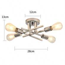 4-Head Iron Branch Ceiling Light, Minimalist Modern Design For Bedroom, Hallway, Corridor, Dining Room, Living Room - Multicolor - View 13