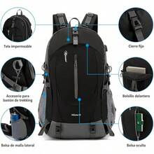 Mochila Senderismo, Mochilas Impermeable de 50L Gran Capacidad, Mochila de Camping para Hombre y Mujer, Mochilas con Múltiples Bolsillos para Montañismo, Escalada, Viaje al Aire Libre - Negro - Ver 3