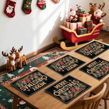 1 buc/4 buc/6 buc/100 buc Covorașe imprimate pentru cadouri de Crăciun, Covorașe termoizolante, Potrivite pentru decorarea casei, mese de sărbători, decorarea bucătăriei și a petrecerilor, Covorașe pentru petreceri, Pot fi oferite cadouri de Crăciun