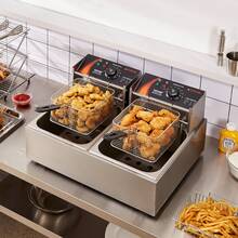 Commercial Electric Deep Fryer, Countertop Deep Fryer, Dual Removable Tanks - 查看 9
