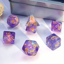 7pcs/Set Acrylic Polyhedral Dice, Suitable For Outdoor Gatherings, Board Games, Festivals, With Iron Box Packaging
