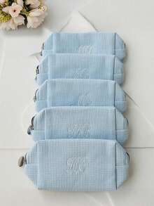 Personalized Waffle Travel Makeup Bags - Alphabet Waffle Makeup Bags, Name Initials Makeup Bags, Embroidered Toiletry Bags, Custom Name Makeup Bags, Bridesmaid Gifts, Bridal Gifts, Anniversary Gifts, Birthday Gifts, Holiday/Vacation Gifts, Outdoor/Outing/Travel/Hiking/Sports/Sports/Climbing Gifts, Business/Commuting/Work/Office Gifts, Customized Women's Bags - Multicolor - View 6