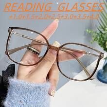 Women's Large Frame Blue Light Blocking Multi-Focus Reading Glasses - Round/Rectangular Color-Changing Edge Design, +1.0 To +5.0 Magnification, Anti-Fatigue Suitable For Digital Devices, Computers, And Book Reading - Fashionable And Durable Full Frame - Màu xám trong suốt - Xem 7