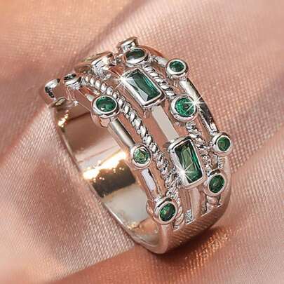 1 خاتم زركونيا للنساء خطوبة زواج مجوهرات فاخرة عالية الجودة