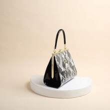 Bolso de mujer de cuero patentado brillante con estampado de serpiente, correa de hombro larga, de una sola asa, se puede llevar cruzado al hombro