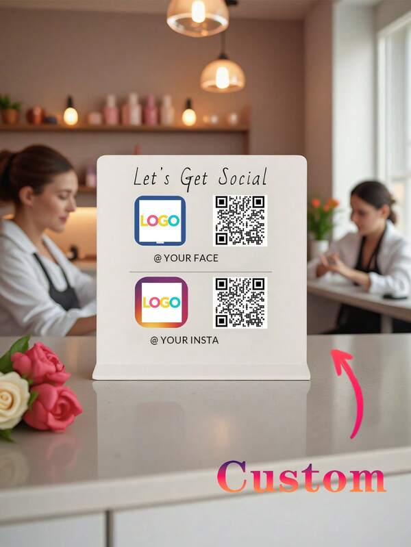 1 pieza Letrero personalizado de acrílico con código QR múltiple, letrero personalizado de código QR de redes sociales, letrero de código QR para escanear y pagar adecuado para tiendas pop-up, restaurantes, salones de uñas, redes sociales, escanear y pagar, pago sin contacto, exhibición minorista, diseño minimalista, señalización moderna, material de alta calidad, acrílico, letrero de código QR, marcador de pago, propietarios de salones, influencers de redes sociales