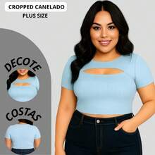 Cropped Plus Size Hollow Neckline Comfort And Elegance - Celeste - Ver 1