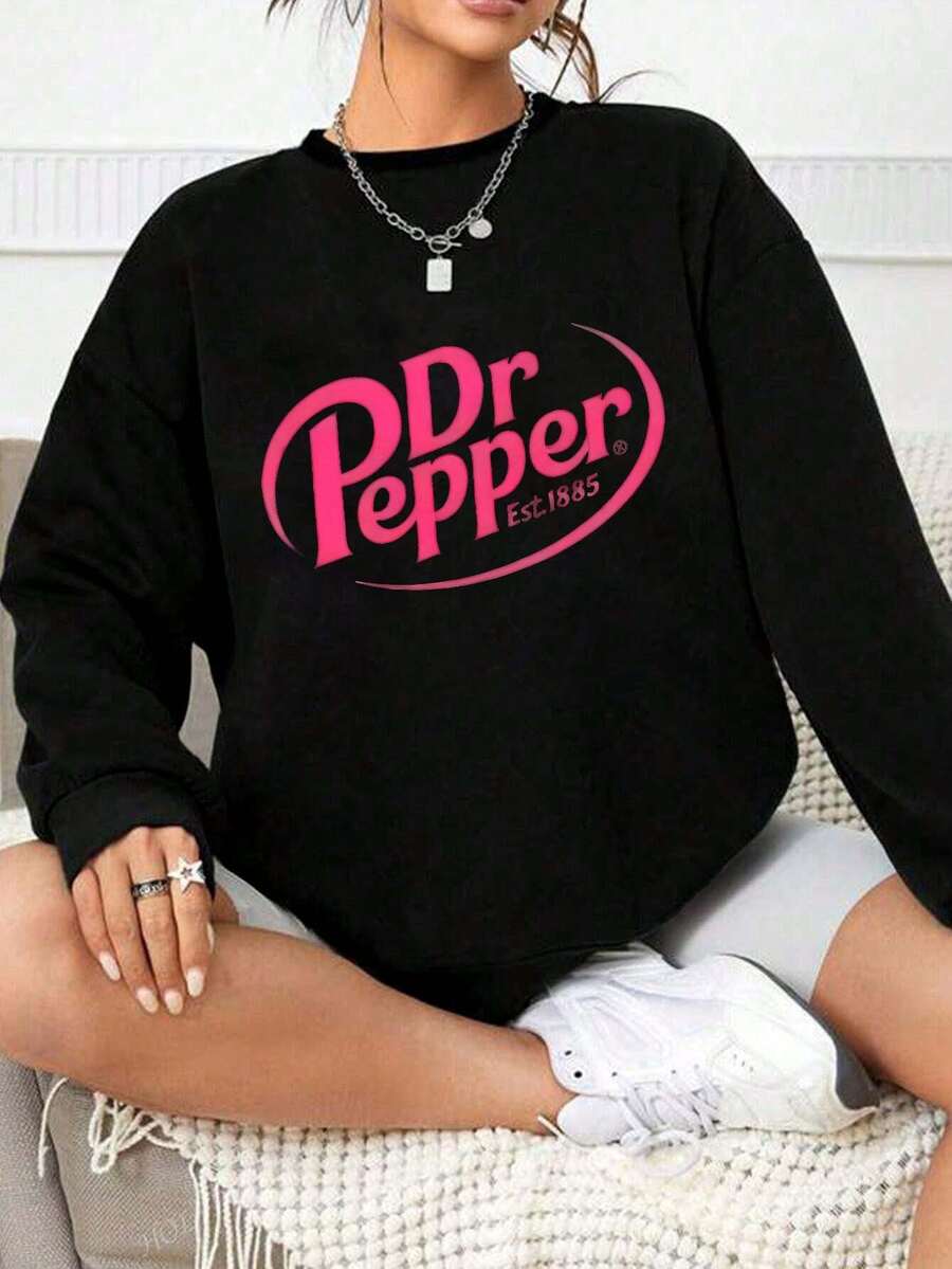 Bows And Soda Cans  Print Women's Sweatshirt, Round Neck Casual Sweatshirt, Suitable For Winter And Autumn, Women's Tops - Black - View 1