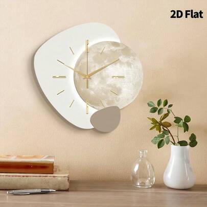 1个现代简约创意静音装饰挂钟，超静音石英机芯，无滴答声，适用于卧室、餐厅、客厅、办公室、沙发背景墙，理想的节日礼物，家居装饰