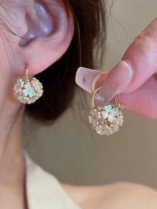 1 Paar süße Blumen Kristallkugel Ohrringe, geeignet für den täglichen Gebrauch und Partys - Einheitsgröße - Übersicht 3