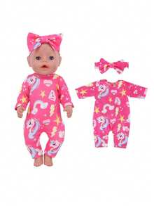 适合14-18英寸娃娃的服装和配件，娃娃睡衣+发带（包含1套睡衣+1个发带，不含娃娃），生日、节日、返校、圣诞礼物 - 彩色 - 查看 7