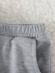 秋冬女宝宝休闲灰色宽松荷叶边领拉链夹克和高腰喇叭裤套装 - 灰色 - 查看 5