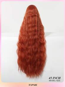 TOPSHE Halloween Orange extra lange lockige hitzebeständige synthetische Perücke mit Pony Perücken für Frauen 44 Inch, für Halloween Kostüm, Party, Cosplay, Anime
