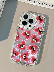 1pc Red Heart Eye Makeup Mirror Phone Case, 1.5mm PC Hard Shell 2-In-1 Full Coverage Airbag Anti-Drop, Precise Cutouts, Suitable For IPhone 16/16 Pro/16 Plus/16 Pro Max/ 17/17 Pro/17 Air/17 Pro Max/15/11/12/13/14/16E/15 Pro/14 Pro/13 Pro/12 Pro/11 Pro/15 Pro Max/14 Pro Max/13 Pro Max/12 Pro Max/11 Pro Max