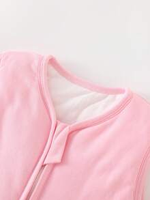 1.5tog 婴儿100%纯棉睡袋，四季皆宜，纯色新生儿无袖舒适襁褓睡袋，粉色/蓝色 - 彩色 - 查看 4