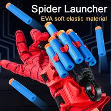 软弹吸盘射击玩具，红色英雄蜘蛛网射击趣味游戏，旋转喷射手腕角色扮演礼物，软弹射击玩具，完美有趣的派对用品，返校礼物，圣诞礼物，服装配饰 - 彩色 - 查看 1