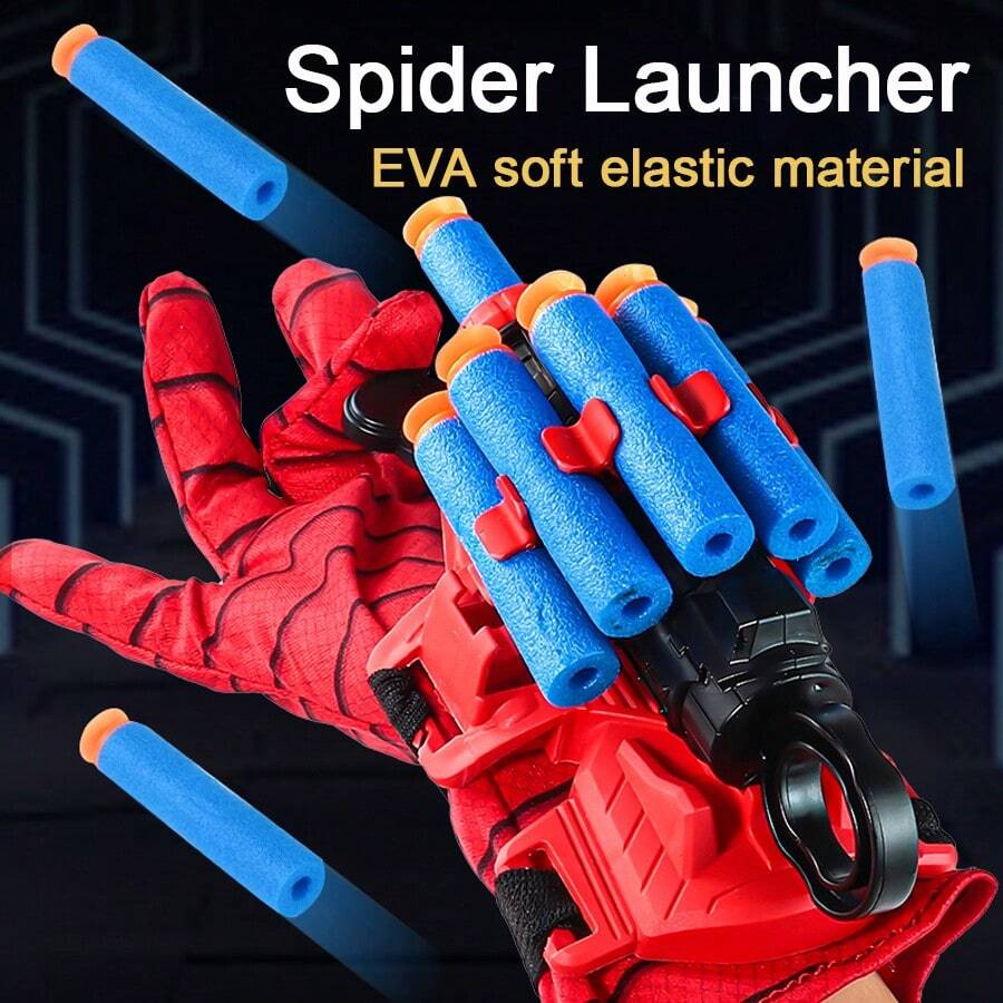 软弹吸盘射击玩具，红色英雄蜘蛛网射击趣味游戏，旋转喷射手腕角色扮演礼物，软弹射击玩具，完美有趣的派对用品，返校礼物，圣诞礼物，服装配饰 - 彩色 - 查看 1