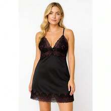 Camisola Renda Bicolor Luxo Sensual Noite Presente Sem Bojo Romantica CM107 - Preto - Visão 3