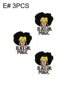 1 Set de 3/8 piezas Parches bordados de la serie de niñas negras lindas, parches de poliéster de moda lindos, apliques para coser o planchar en ropa, accesorios, mochilas, vaqueros, chaquetas, camisetas, sombreros, vestidos, etc.